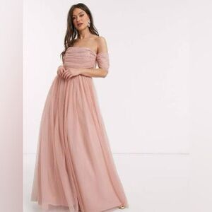 ASOS Dusty Rose Tulle Maxi Dress